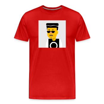 DJ tape-à-l’œil avec des lunettes de soleil noires - T-shirt bio Premium Homme - rouge - Devant - Damien (186cm)