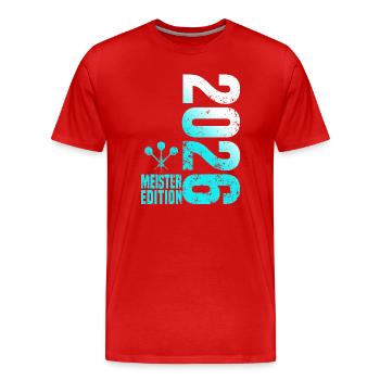 Champion de fléchettes 2026, maillot Kreisliga blanc cyan - T-shirt bio Premium Homme - rouge - Devant - Damien (186cm)