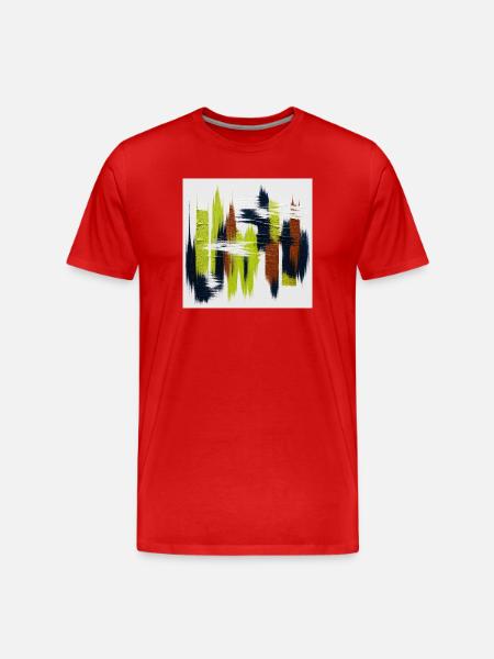 Éclats abstraits Vert Bleu Brun - T-shirt bio Premium Homme - rouge