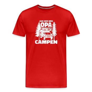 Aus dem Weg Opa campt - Männer Premium Bio T-Shirt - Rot - Vorne - Damien (186cm)