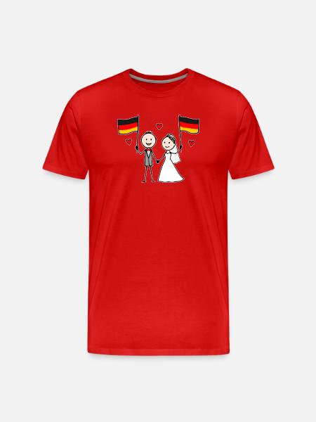 Wedding Couple Germany Flag - Men's Premium Organic T-Shirt - red