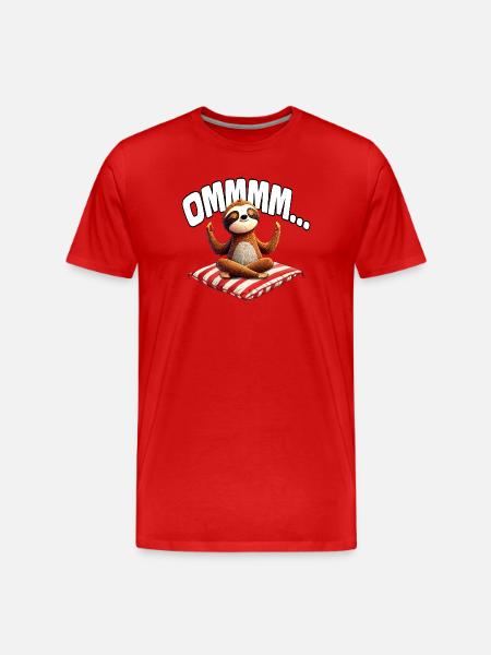 Ommmm... Faultier Meditation - Männer Premium Bio T-Shirt - Rot