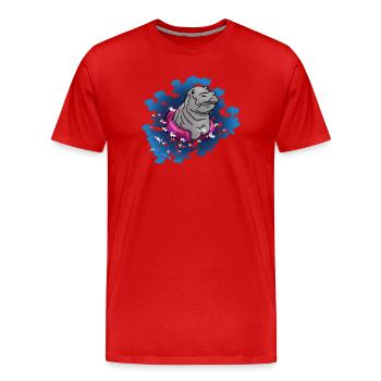 Hippopotame avec anneau de nage - T-shirt bio Premium Homme - rouge - Devant - Damien (186cm)