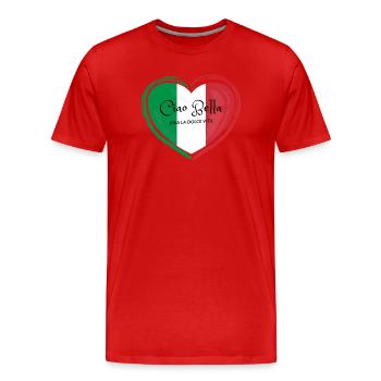 Ciao Bella Italian Heart - Men's Premium Organic T-Shirt - red - Front - Damien (186cm)