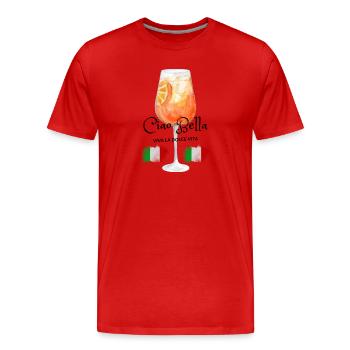 Italian Sunset Aperitivo Glass - Men's Premium Organic T-Shirt - red - Front - Damien (186cm)