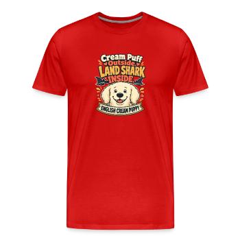 Chiot de requin terrestre anglais Cream Golden Retriever - T-shirt bio Premium Homme - rouge - Devant - Damien (186cm)