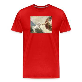 Mème des chiens maltais de la main du chien - T-shirt bio Premium Homme - rouge - Devant - Damien (186cm)