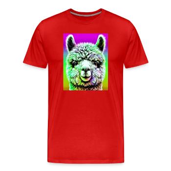 Alpaka - Männer Premium Bio T-Shirt - Rot - Vorne - Damien (186cm)