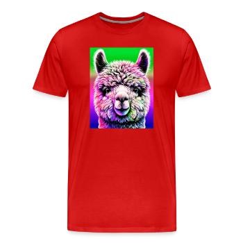 Alpaka - Männer Premium Bio T-Shirt - Rot - Vorne - Damien (186cm)