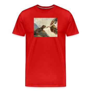 Mème de Chien Dieu Main Teckel - T-shirt bio Premium Homme - rouge - Devant - Damien (186cm)