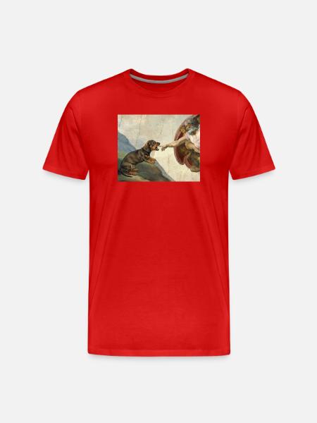 Mème de Chien Dieu Main Teckel - T-shirt bio Premium Homme - rouge