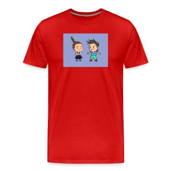 une conversation animée divertissante - T-shirt bio Premium Homme - rouge - Devant - Damien (186cm)