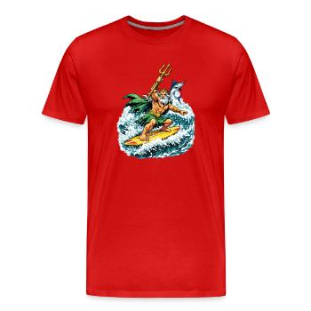 Neptune Surfs - T-shirt bio Premium Homme - rouge - Devant - Damien (186cm)
