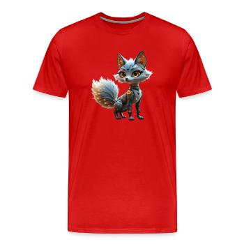Cyber Renard Bleu - T-shirt bio Premium Homme - rouge - Devant - Damien (186cm)