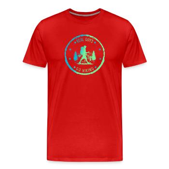 Adventure Hiking - Real guys go Hiking - Men's Premium Organic T-Shirt - red - Front - Damien (186cm)