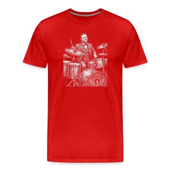 Theodore Roosevelt joue de la batterie - T-shirt bio Premium Homme - rouge - Devant - Damien (186cm)