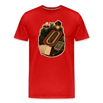 Cartes Cribbage Breadboard - T-shirt bio Premium Homme - rouge - Devant - Damien (186cm)