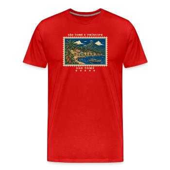 São Tomé und Príncipe São Tomé Vintage Reisemarke - Männer Premium Bio T-Shirt - Rot - Vorne - Damien (186cm)