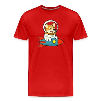 L’espace des corgis sur la fusée - T-shirt bio Premium Homme - rouge - Devant - Damien (186cm)