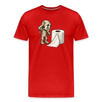 La momie et le dessin animé en papier toilette - T-shirt bio Premium Homme - rouge - Devant - Damien (186cm)