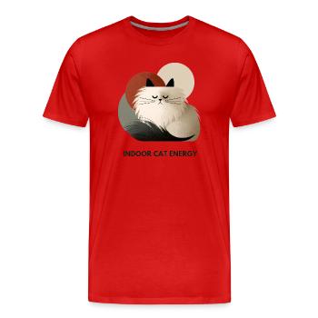 Design d’illustration rétro énergétique pour chats d’intérieur - T-shirt bio Premium Homme - rouge - Devant - Damien (186cm)