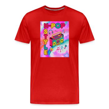 K‑Pop Style - T-shirt bio Premium Homme - rouge - Devant - Damien (186cm)