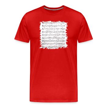 Partitions en noir et blanc avec bordure - T-shirt bio Premium Homme - rouge - Devant - Damien (186cm)