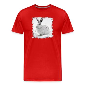 Lapin d’hiver dans la neige - T-shirt bio Premium Homme - rouge - Devant - Damien (186cm)