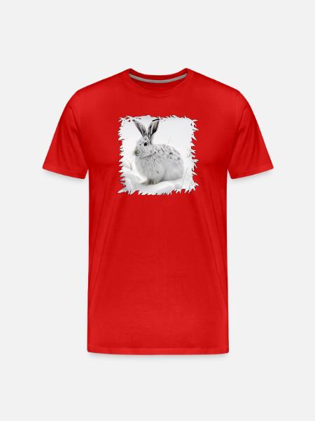 Winter bunny in the snow - Men's Premium Organic T-Shirt - red