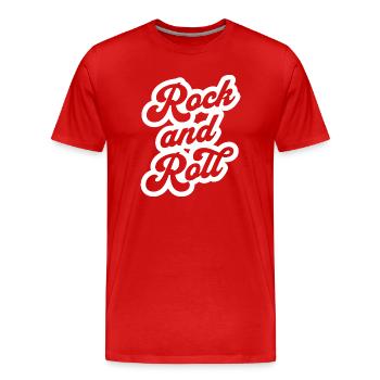 Logo-shirt du manuscrit Rock and Roll - T-shirt bio Premium Homme - rouge - Devant - Damien (186cm)