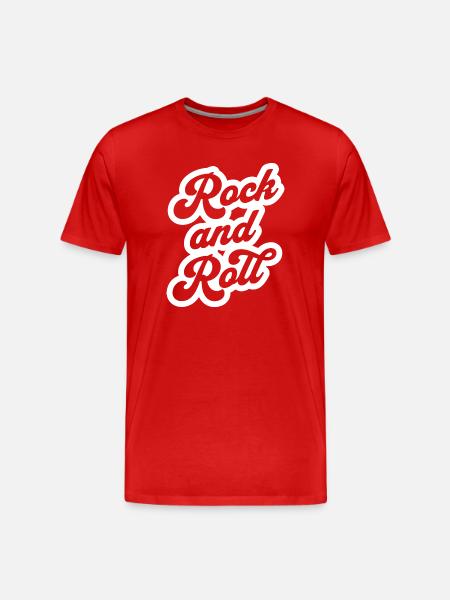 Rock and Roll Handscript Logo Tee - Men's Premium Organic T-Shirt - red