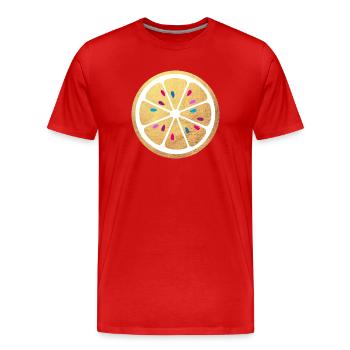 Lemon Gold Cores Colorés Fête de Luxe d’été Sour - T-shirt bio Premium Homme - rouge - Devant - Damien (186cm)