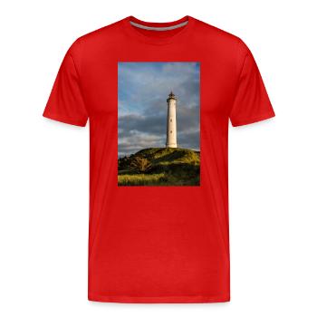 Phare de Lyngvig Fyr au Danemark - T-shirt bio Premium Homme - rouge - Devant - Damien (186cm)