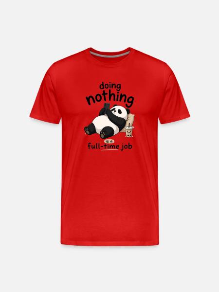 Panda Doing Nothing FullTime Job - Men's Premium Organic T-Shirt - red