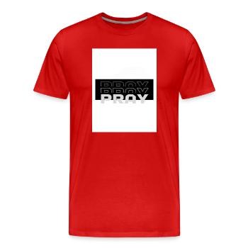 Texte géométrique de l’écho prié - T-shirt bio Premium Homme - rouge - Devant - Damien (186cm)