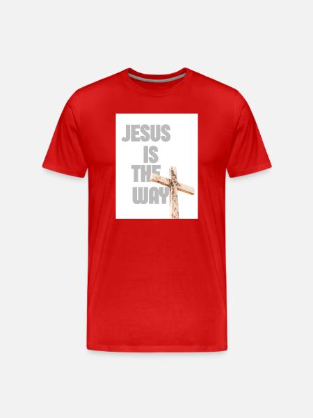 Jesus Is The Way Cross Graphic - Men's Premium Organic T-Shirt - red