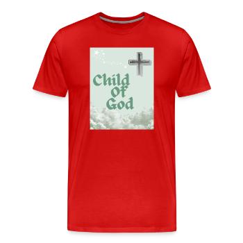 Art nuage de l’Enfant de Dieu Cross - T-shirt bio Premium Homme - rouge - Devant - Damien (186cm)