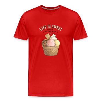 La vie est douce dans le panier de glaces - T-shirt bio Premium Homme - rouge - Devant - Damien (186cm)