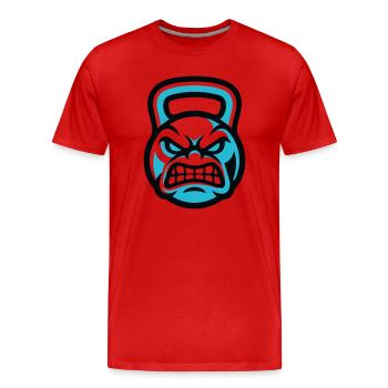 Graphique du Diable avec kettlebell - T-shirt bio Premium Homme - rouge - Devant - Damien (186cm)