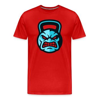 Logo kettlebell d’entraînement - T-shirt bio Premium Homme - rouge - Devant - Damien (186cm)