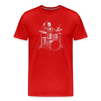 Andrew Johnson joue de la batterie - T-shirt bio Premium Homme - rouge - Devant - Damien (186cm)
