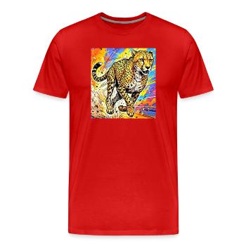 guépard - T-shirt bio Premium Homme - rouge - Devant - Damien (186cm)