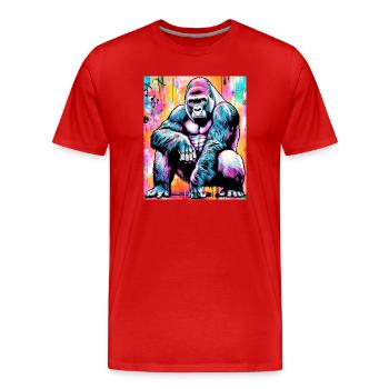 gorille - T-shirt bio Premium Homme - rouge - Devant - Damien (186cm)