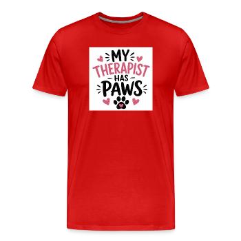 Mon thérapeute a des pattes - T-shirt bio Premium Homme - rouge - Devant - Damien (186cm)