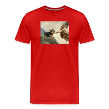 Mème chien God Hand Yorkshire Terrier Dogs - T-shirt bio Premium Homme - rouge - Devant - Damien (186cm)