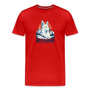 Berger blanc alpin rétro, berger blanc allemand - T-shirt bio Premium Homme - rouge - Devant - Damien (186cm)