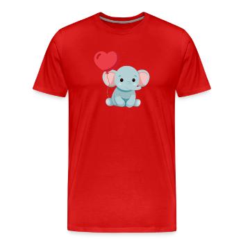 Petit éléphant mignon - T-shirt bio Premium Homme - rouge - Devant - Damien (186cm)