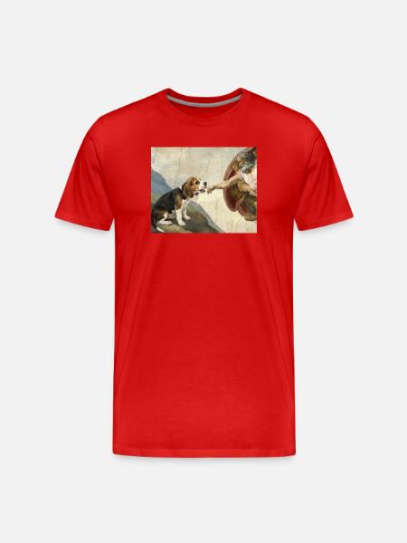 Dog God Hand Beagle Dog meme - Men's Premium Organic T-Shirt - red