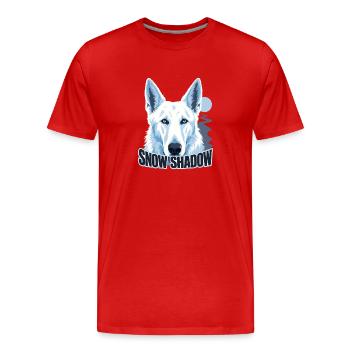Retro Alpine White Shepherd, Snow Shadow Dog Mom G - T-shirt bio Premium Homme - rouge - Devant - Damien (186cm)