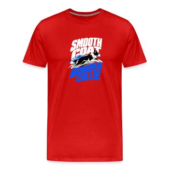 Border Collie, Border Collie à poil lisse - T-shirt bio Premium Homme - rouge - Devant - Damien (186cm)